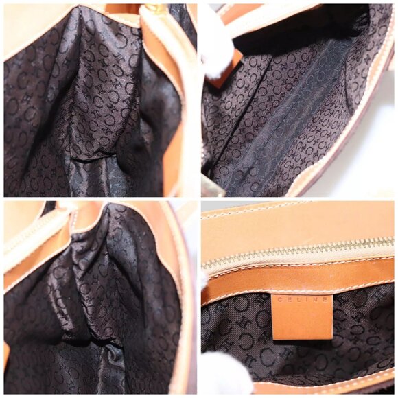 CELINE C Macadam Canvas Hand Bag Suede Brown Gold Auth - Picture 16 of 16